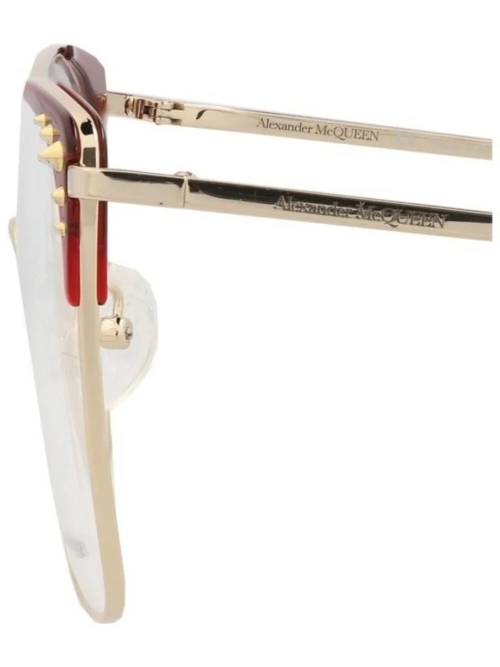 New Alexander McQueen Womens Square/Rectangle Gold Gold Transparent Fashion Desi